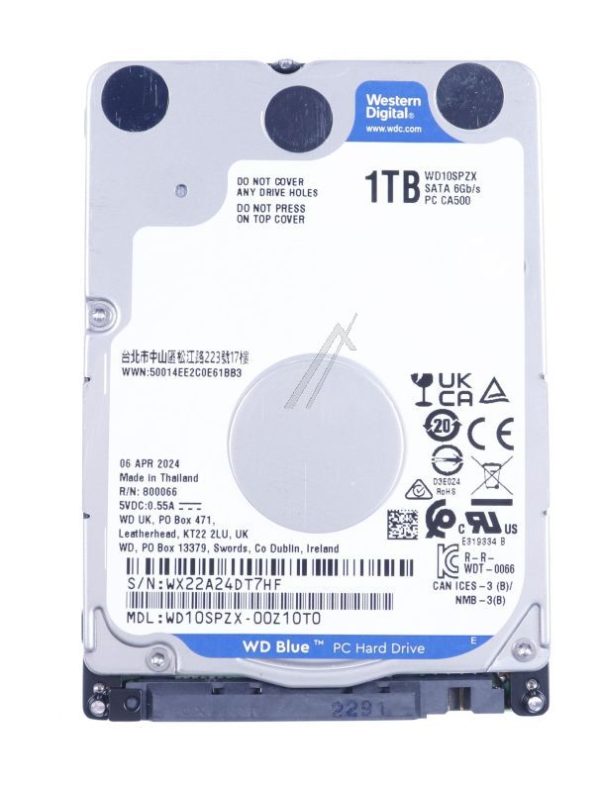 WD BLUE™  SATA-3, 2,5",  1TB HARDDISK